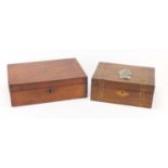 Two Victorian inlaid work boxes, the largest 34.5cm in length : For Further Condition Reports Please