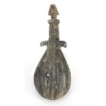 Islamic carved stone flask, 20cm high : For Further Condition Reports Please visit our website -