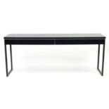 Black high gloss console table with two drawers, 74cm H x 180cm W x 40cm D : For Further Condition