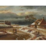 Dutch winter landscape, oil on board, bearing signature Roch, mounted and framed, 39cm x 29cm :