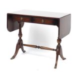 Regency style mahogany sofa table with two drawers, 74cm H x 84cm W x 51cm D : For Further Condition