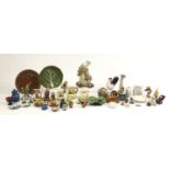 Miscellaneous china and pottery including a large leaf bowl, Quimper Ware pottery, a shorter jug and