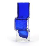 Whitefriars style cobalt blue drunken bricklayer design vase, 22cm high : For Further Condition