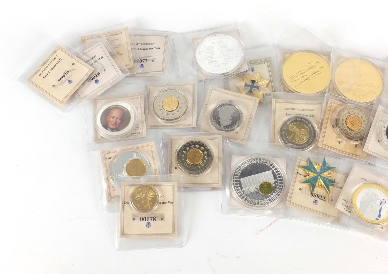 Commemorative coins, some with enamel and some proof : For Further Condition Reports Please visit - Image 2 of 3