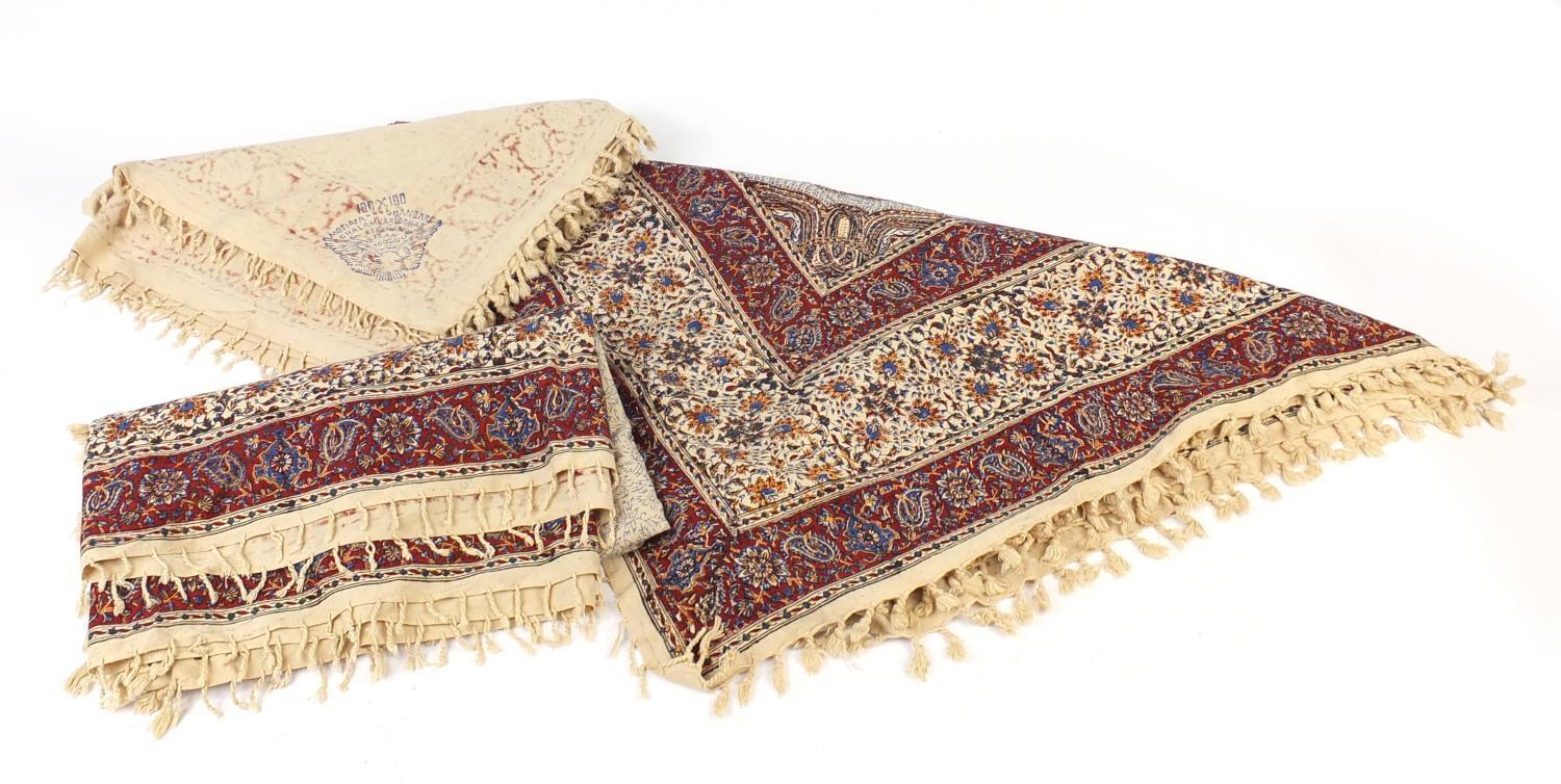 Three Afghan printed table cloths, each approximately 180cm x 170cm : For Further Condition