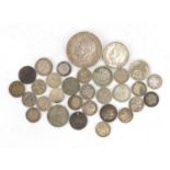 Mostly British pre 1947 coins including a 1935 rocking horse crown, 100.0g : For Further Condition