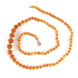 Carnelian bead necklace, 70cm in length : For Further Condition Reports Please visit our website -