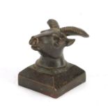 Islamic bronze wildebeest seal, 4cm high : For Further Condition Reports Please visit our