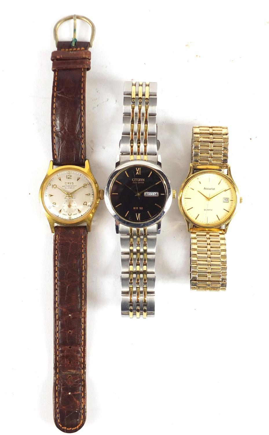 Three vintage gentleman's wristwatches comprising Oris, Citizen and Accurist : For Further Condition - Image 2 of 4