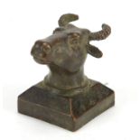 Islamic bronze wildebeest seal, 4cm high : For Further Condition Reports Please visit our