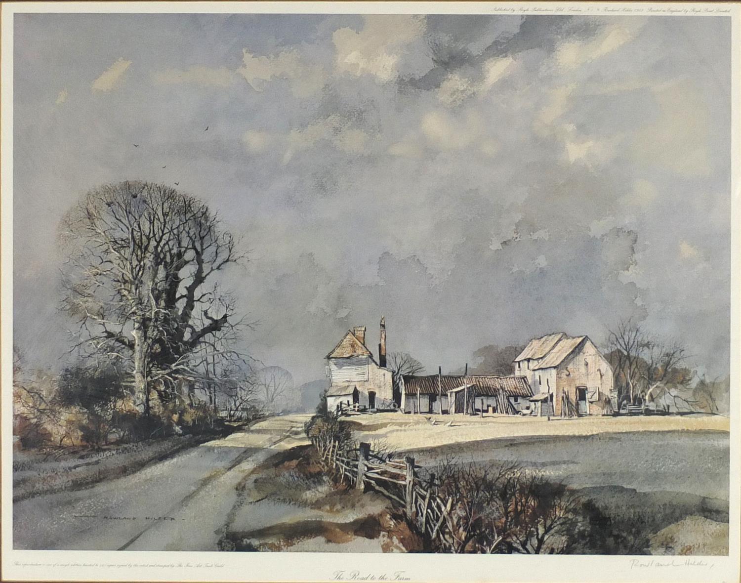 Rowland Hilder - The Road to the Farm, pencil signed print in colour, limited edition of 525,