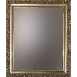 Rectangular gilt framed wall hanging mirror with bevelled edge, 62cm x 51cm : For Further