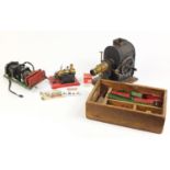 Mamod steam engine with box and vintage Mecanno, the Mamod model SE.2A : For Further Condition