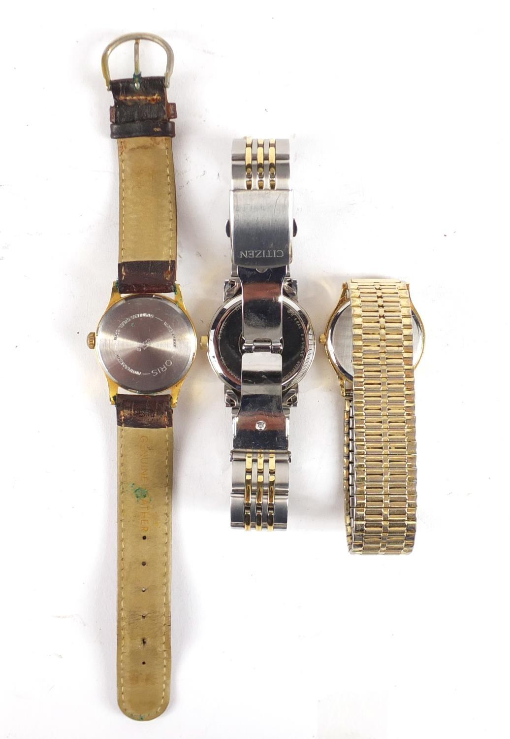 Three vintage gentleman's wristwatches comprising Oris, Citizen and Accurist : For Further Condition - Image 4 of 4