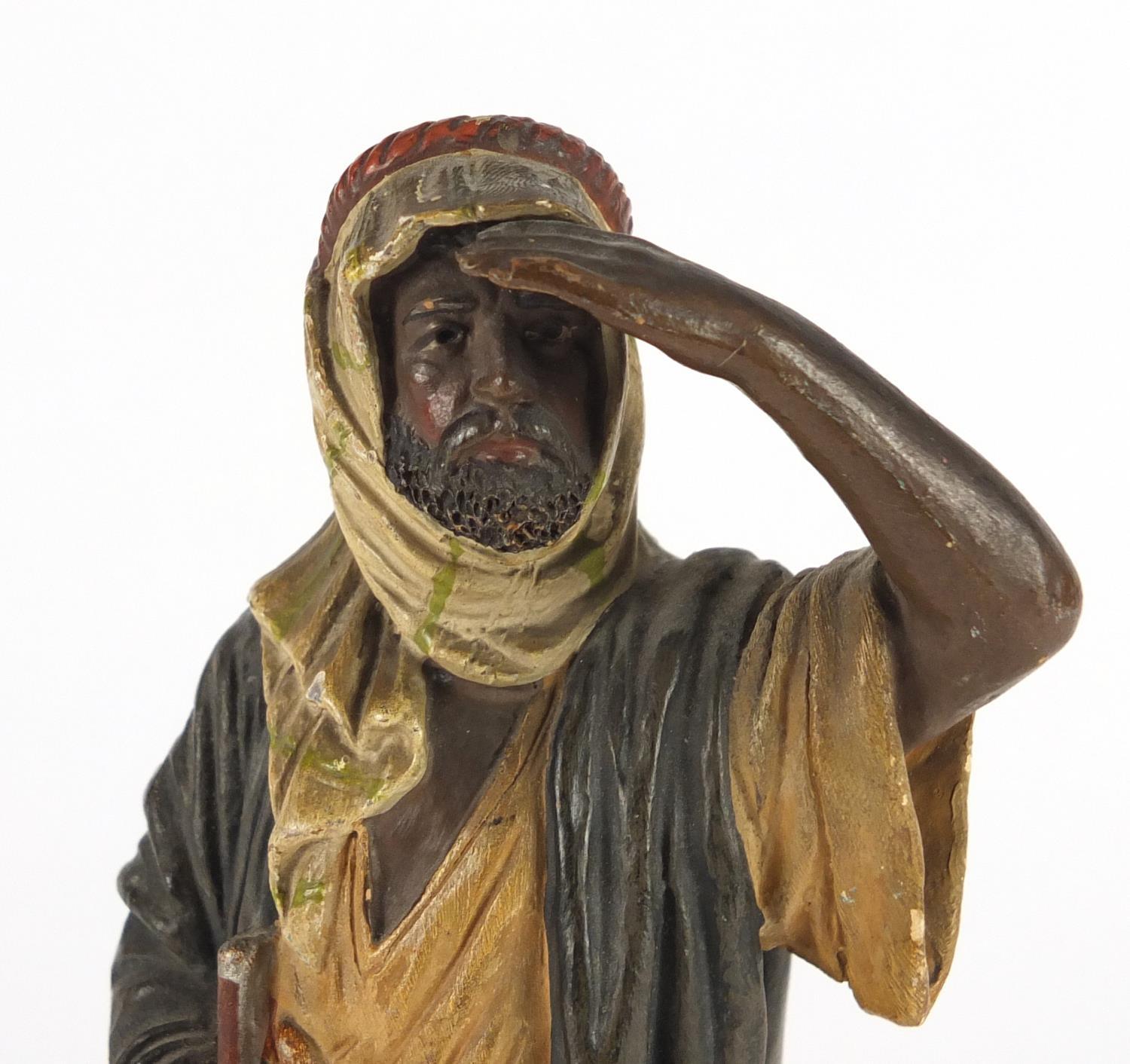 Terracotta figure of an Arab hunter, 22cm high : For Further Condition Reports Please visit our - Image 2 of 4