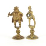 Two Victorian brass pipe tamper's in the form of two gentleman, the largest 5.5cm high : For Further