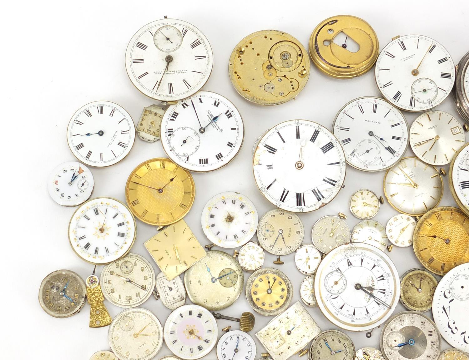 Group of pocket watch and wristwatch movements and silver cases including Waltham, Acme Lever and - Image 2 of 5