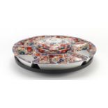 Lazy Susan sectional dish decorated with flowers, 38cm in diameter : For Further Condition Reports