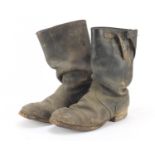 Pair of Military interest black leather steel toecap boots : For Further Condition Reports Please