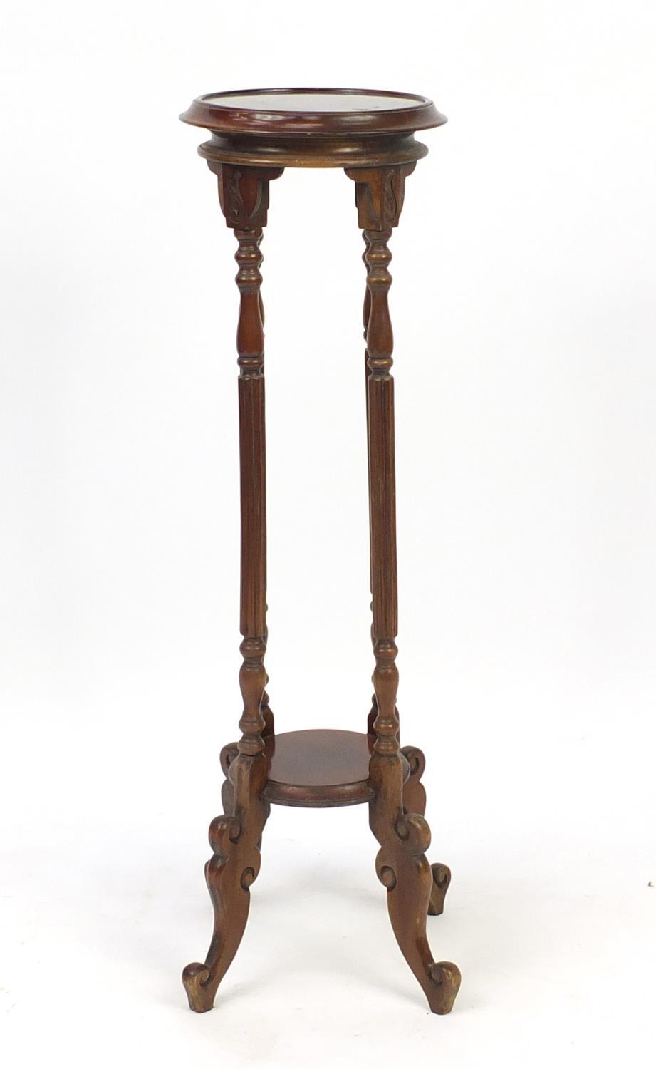 Mahogany torchere with under tier, 100cm high : For Further Condition Reports Please visit our - Image 3 of 3