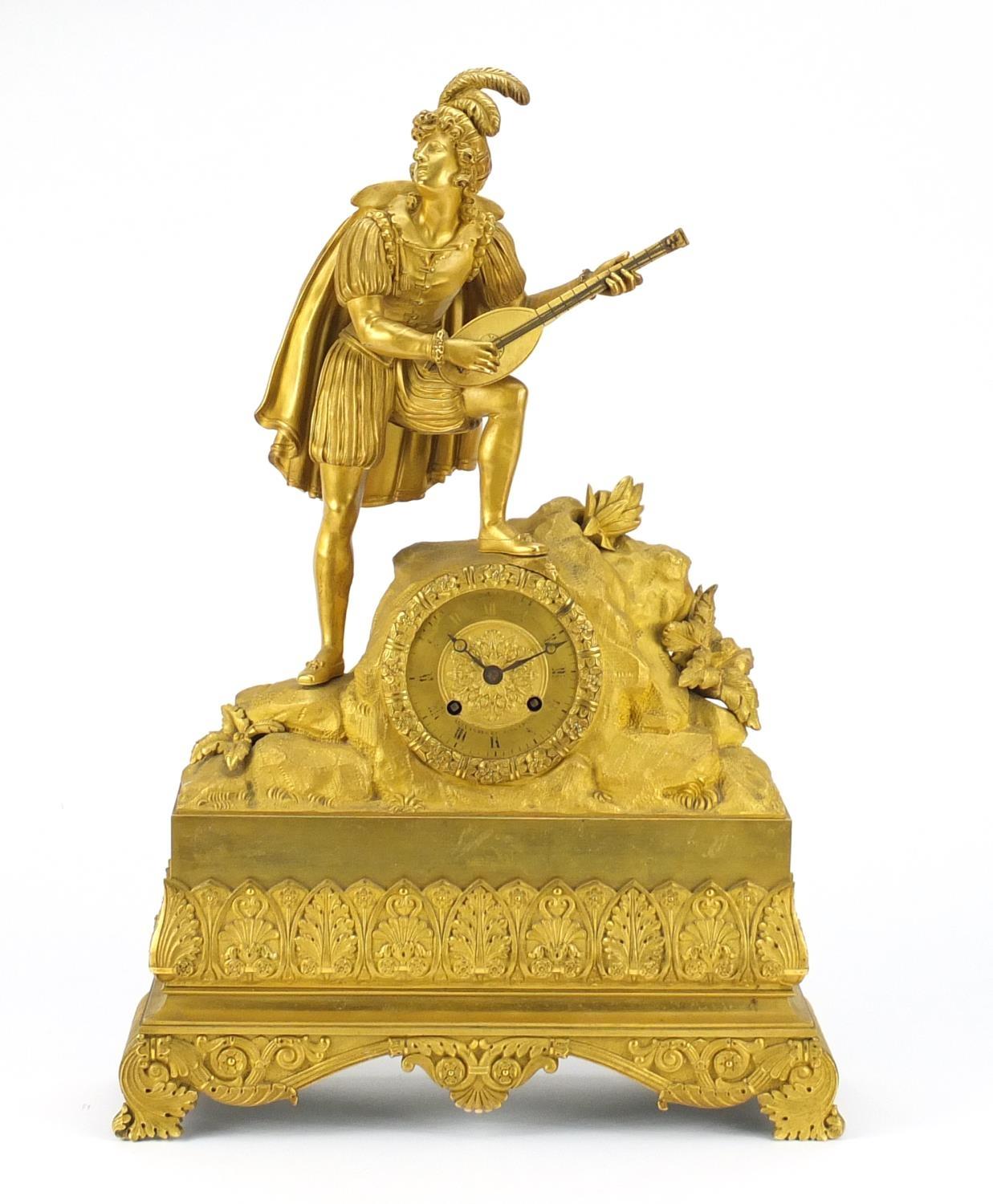 Good French Empire ormolu figural mantel clock striking on a bell by Alexandre Roussel, mounted with - Image 2 of 13