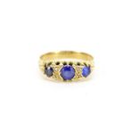 Victorian 18ct gold blue stone and diamond ring, size Q, 2.9g : For Further Condition Reports