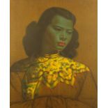 Vladimir Tretchikoff - The Chinese Girl, vintage print in colour, label verso, framed, 59.5cm x 49cm