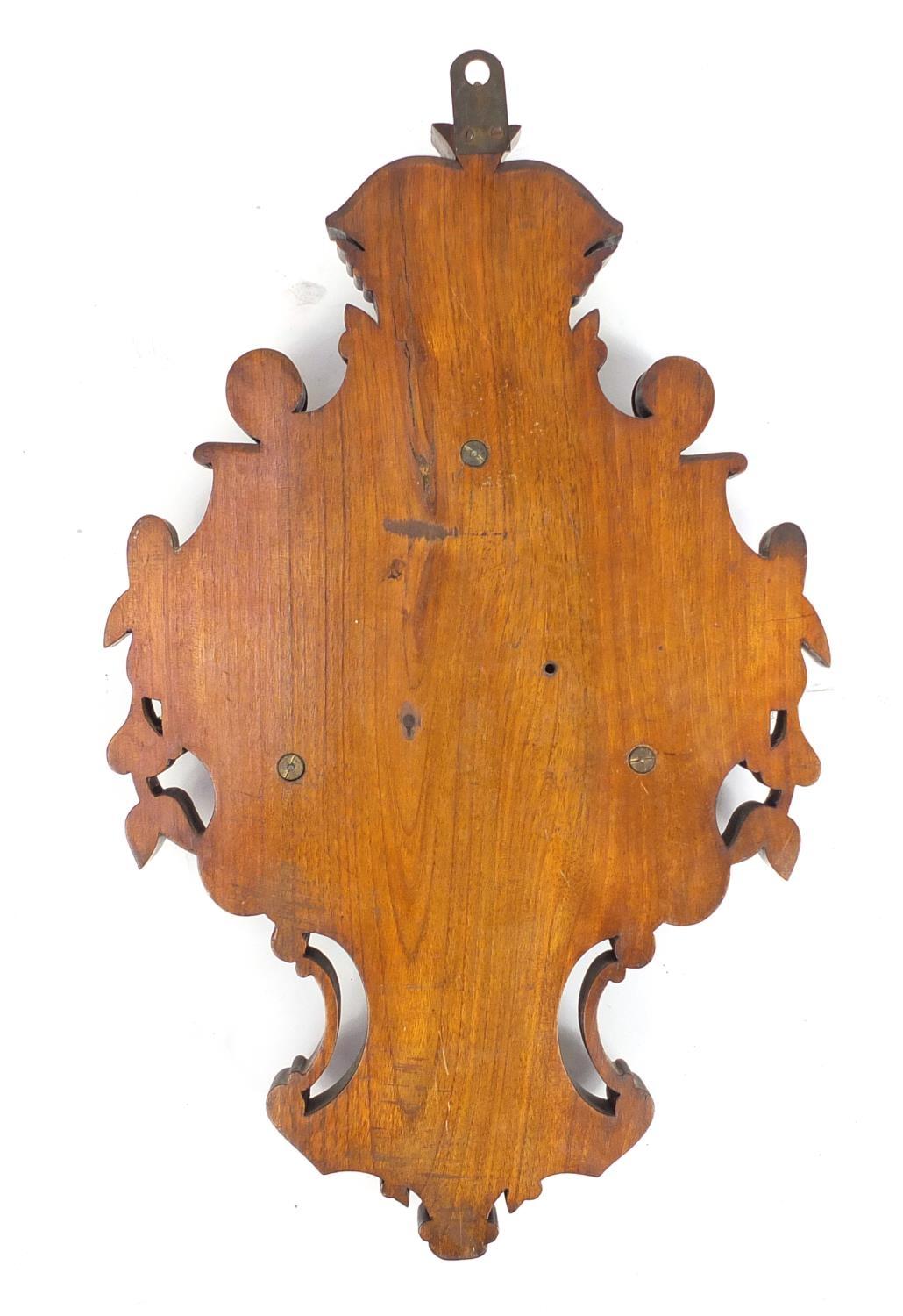 Victorian walnut wall barometer carved with leaves and berries, 58cm high : For Further Condition - Image 2 of 2