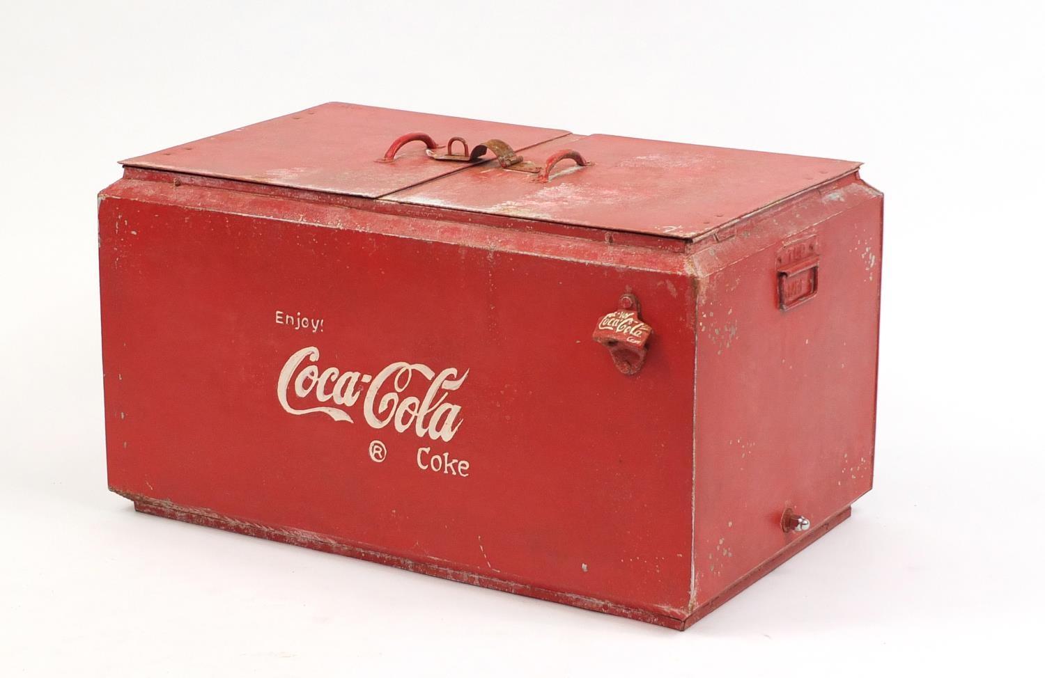 Retro Coca Cola cooler, 40cm H x 70cm W x 44cm D : For Further Condition Reports Visit Our - Image 3 of 4