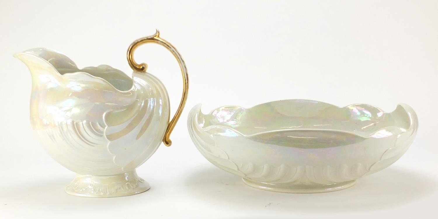 Shelley Lustre shell design wash jug and basin, 45cm wide : For Further Condition Reports Visit - Image 2 of 4