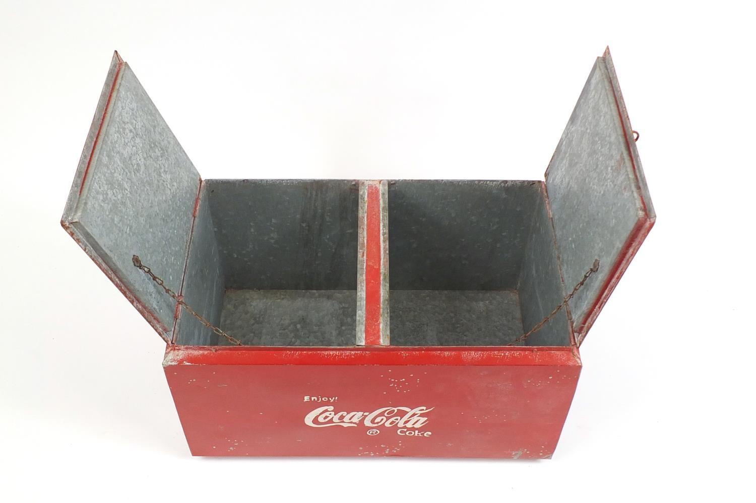 Retro Coca Cola cooler, 40cm H x 70cm W x 44cm D : For Further Condition Reports Visit Our - Image 2 of 4