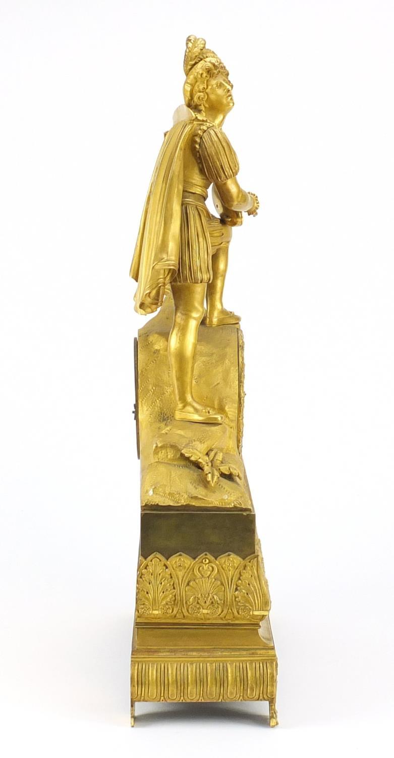 Good French Empire ormolu figural mantel clock striking on a bell by Alexandre Roussel, mounted with - Image 11 of 13