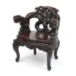 Chinese carved wood throne chair, 84cm high : For Further Condition Reports Visit Our Website: