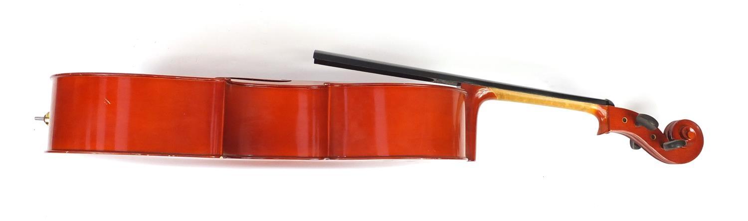 Full size cello with bow and Stagg protective travelling case, the cello back 30.5inch in length : - Image 11 of 19