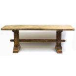 Oak refectory table, 78.5cm H x 220cm W x 78cm D : For Further Condition Reports Visit Our