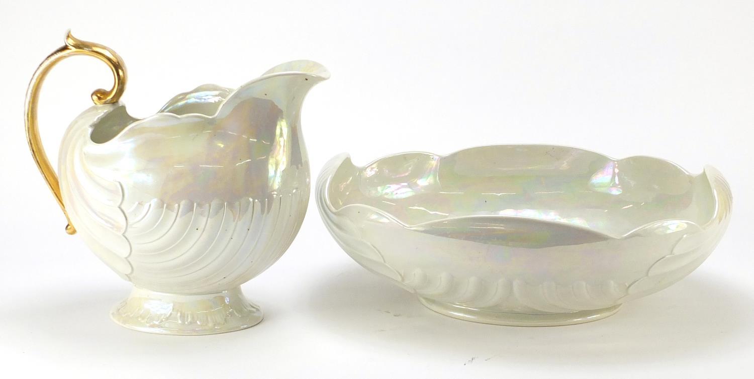 Shelley Lustre shell design wash jug and basin, 45cm wide : For Further Condition Reports Visit