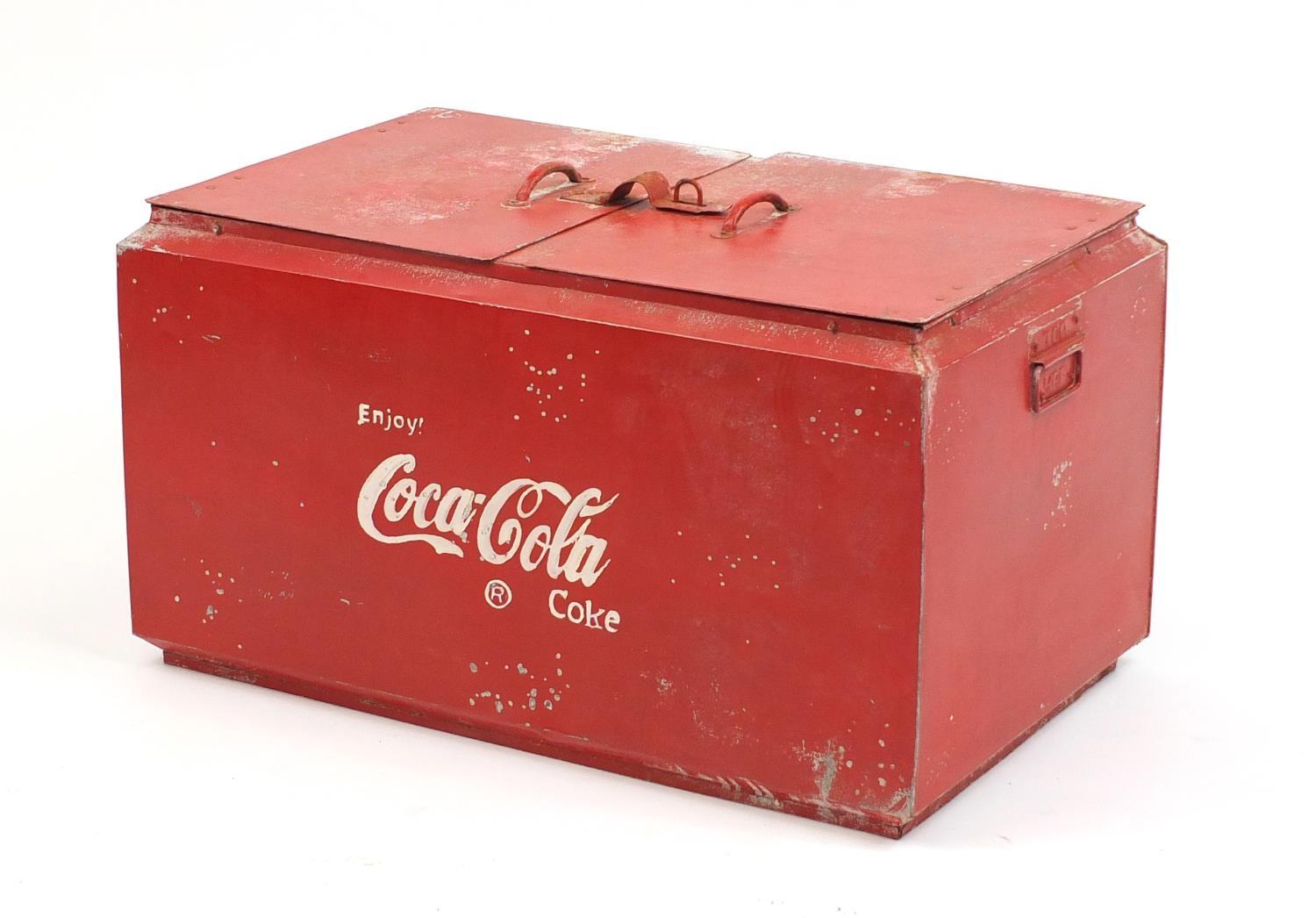 Retro Coca Cola cooler, 40cm H x 70cm W x 44cm D : For Further Condition Reports Visit Our