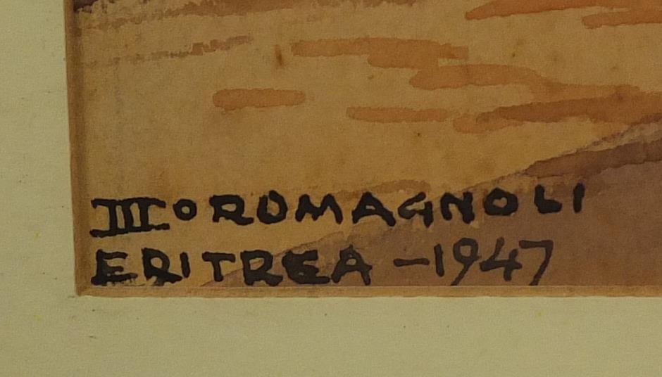 Giovanni Romagnoli 1947 - Eritrea, East Africa, four watercolours, mounted and framed, the largest - Image 8 of 17