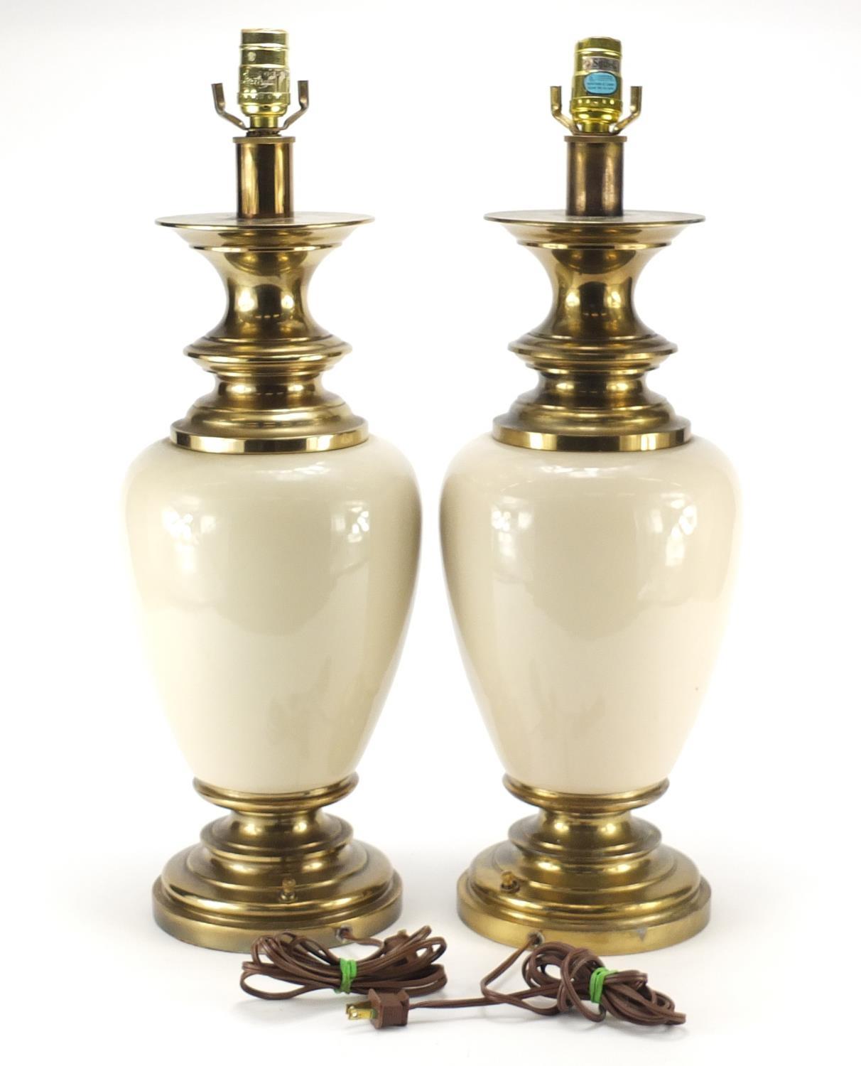 Pair of American brass mounted stiffel lamps, each 60cm high : For Further Condition Reports Visit - Image 2 of 2