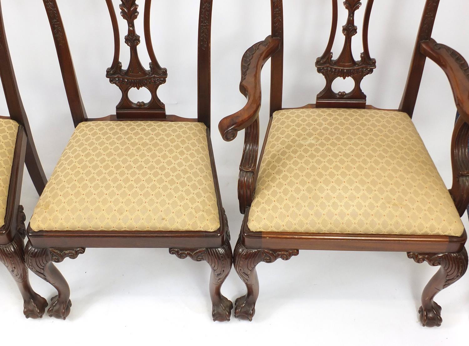 Set of eight Chippendale style mahogany chairs with drop in seats including two carvers, all - Image 12 of 15