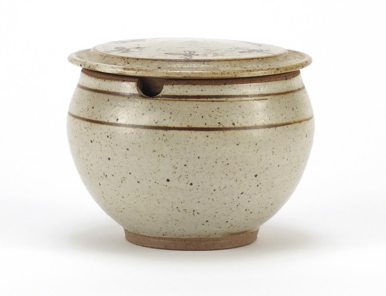 Studio pottery honey pot and cover, possibly by Norah Braden, 9cm high : For Further Condition - Image 2 of 4