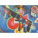 Abstract composition, Russian school oil on board, bearing an inscription verso, framed, 38.5cm x