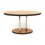 Art Deco maple coffee table with chrome supports, 43cm H x 78cm W : For Further Condition Reports