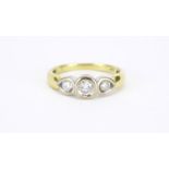 18ct gold diamond three stone ring, size K, 2.7g : For Further Condition Reports Visit Our