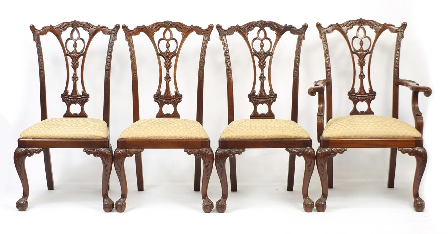 Set of eight Chippendale style mahogany chairs with drop in seats including two carvers, all - Image 8 of 15