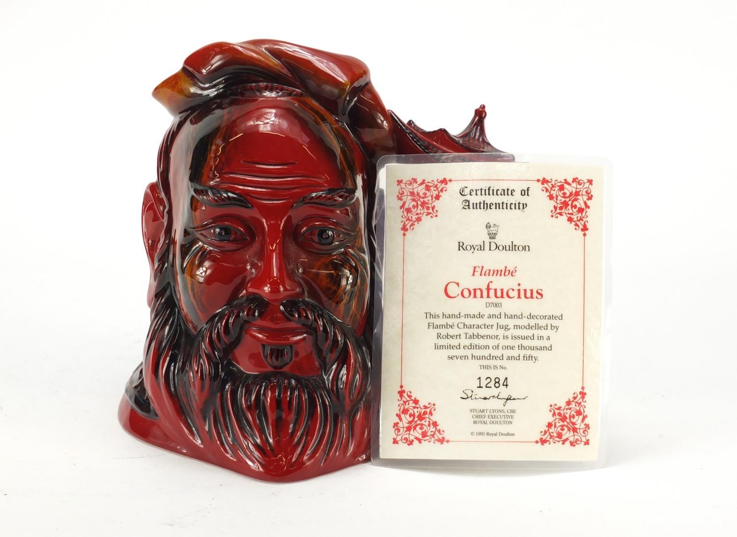 Royal Doulton Flambe Confucius character jug D7003 limited edition, 1284/1750 with certificate, 19cm - Image 5 of 5