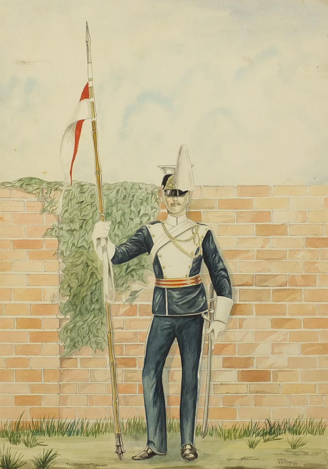 G T Rich - Troopers 17 Lancers and one other, two soldiers in Military dress, watercolour and - Image 2 of 9