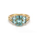 9ct gold blue stone and diamond ring, size M, 2.3g : For Further Condition Reports Visit Our