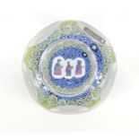 Whitefriars Christmas faceted glass paperweight, numbered 523 with paper label, 8cm in diameter :