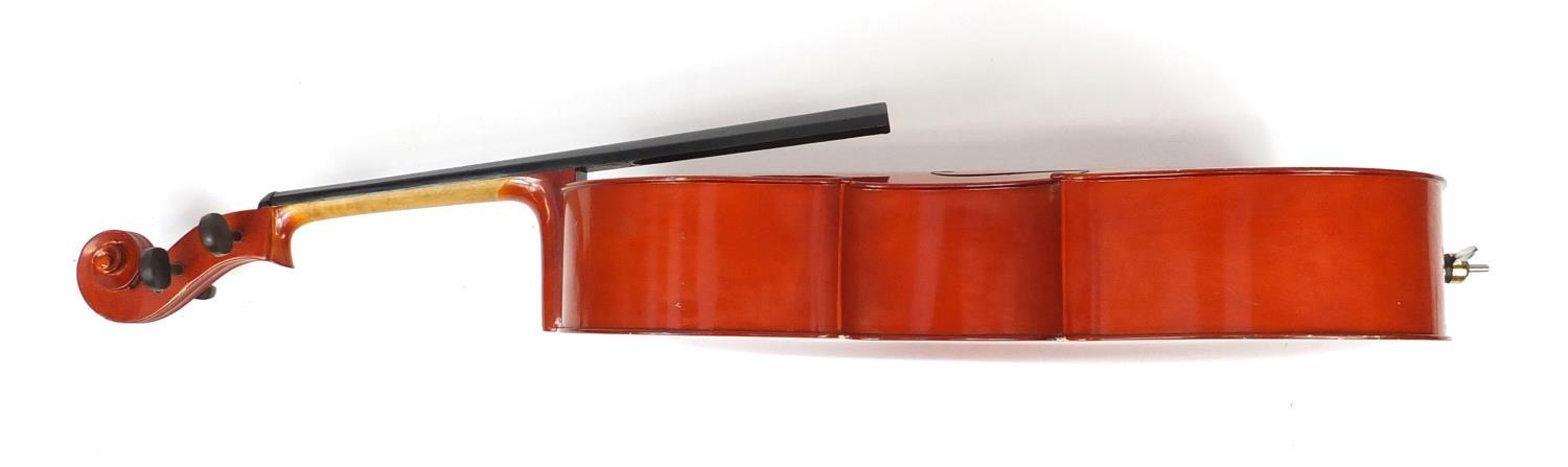Full size cello with bow and Stagg protective travelling case, the cello back 30.5inch in length : - Image 5 of 19